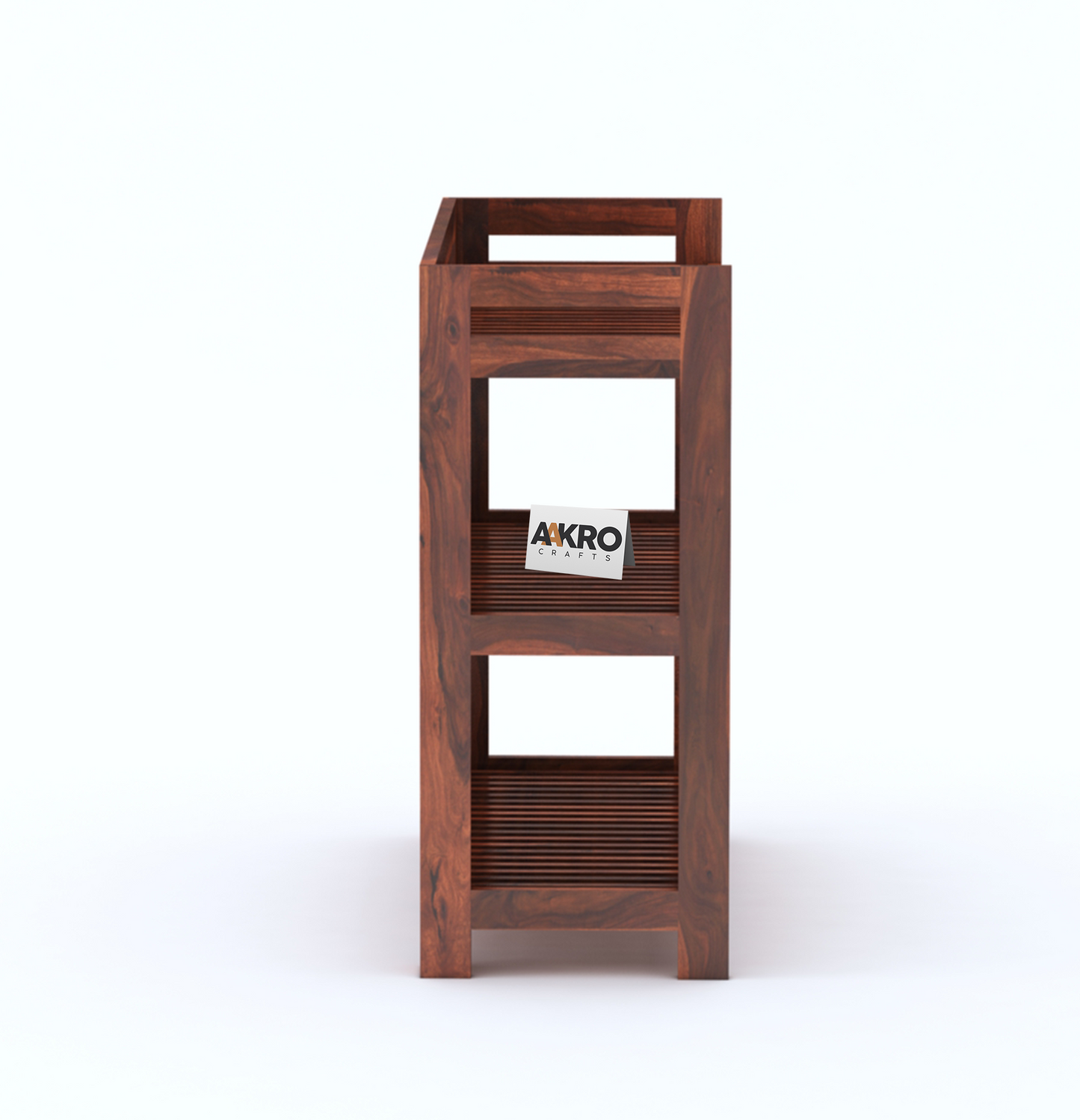 Aria Multipurpose Rack | Shoe Rack | Magazine Rack | Sheesham Wood | Honey Finish | 28x28x12 inches