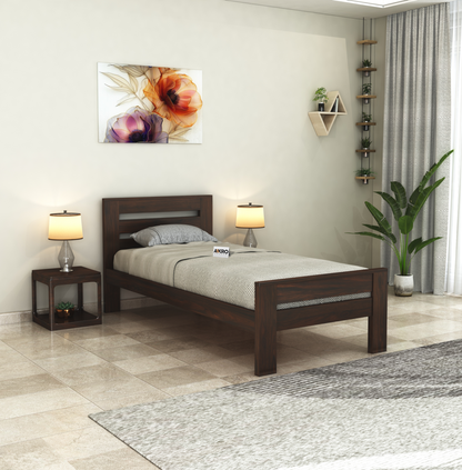 Neil Sheesham Wood Single Bed Without Storage - Walnut Finish
