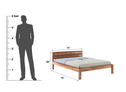 Ray Sheesham Wood Brick Bed Without Storage