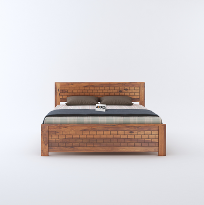 Leo Sheesham Wood Brick Bed Without Storage