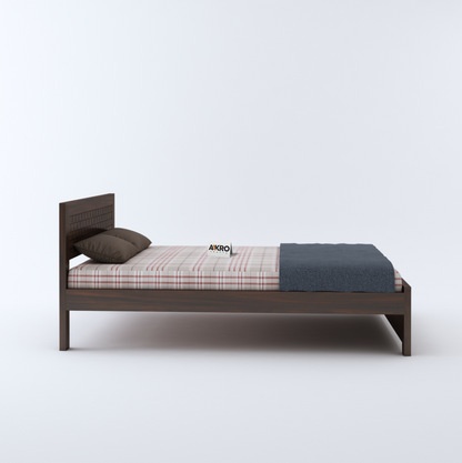 Leo Sheesham Wood Brick Bed Without Storage (Walnut)