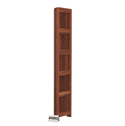 Divine Sheesham Wood Brick Corner Shelf for Living Room Bedroom Home | CNC 5 Tier Corner Bookshelf | Wooden Ladder Bookcase Display Unit (Honey Finish)