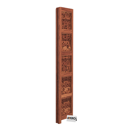 Levi Sheesham Wood Cricle Corner Shelf for Living Room Bedroom Home | CNC 5 Tier Corner Bookshelf | Wooden Ladder Bookcase Display Unit (Honey Finish)