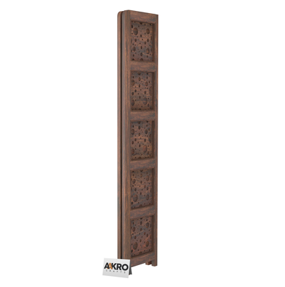 Levi Sheesham Wood Cricle Corner Shelf for Living Room Bedroom Home | CNC 5 Tier Corner Bookshelf | Wooden Ladder Bookcase Display Unit (Walnut Finish)
