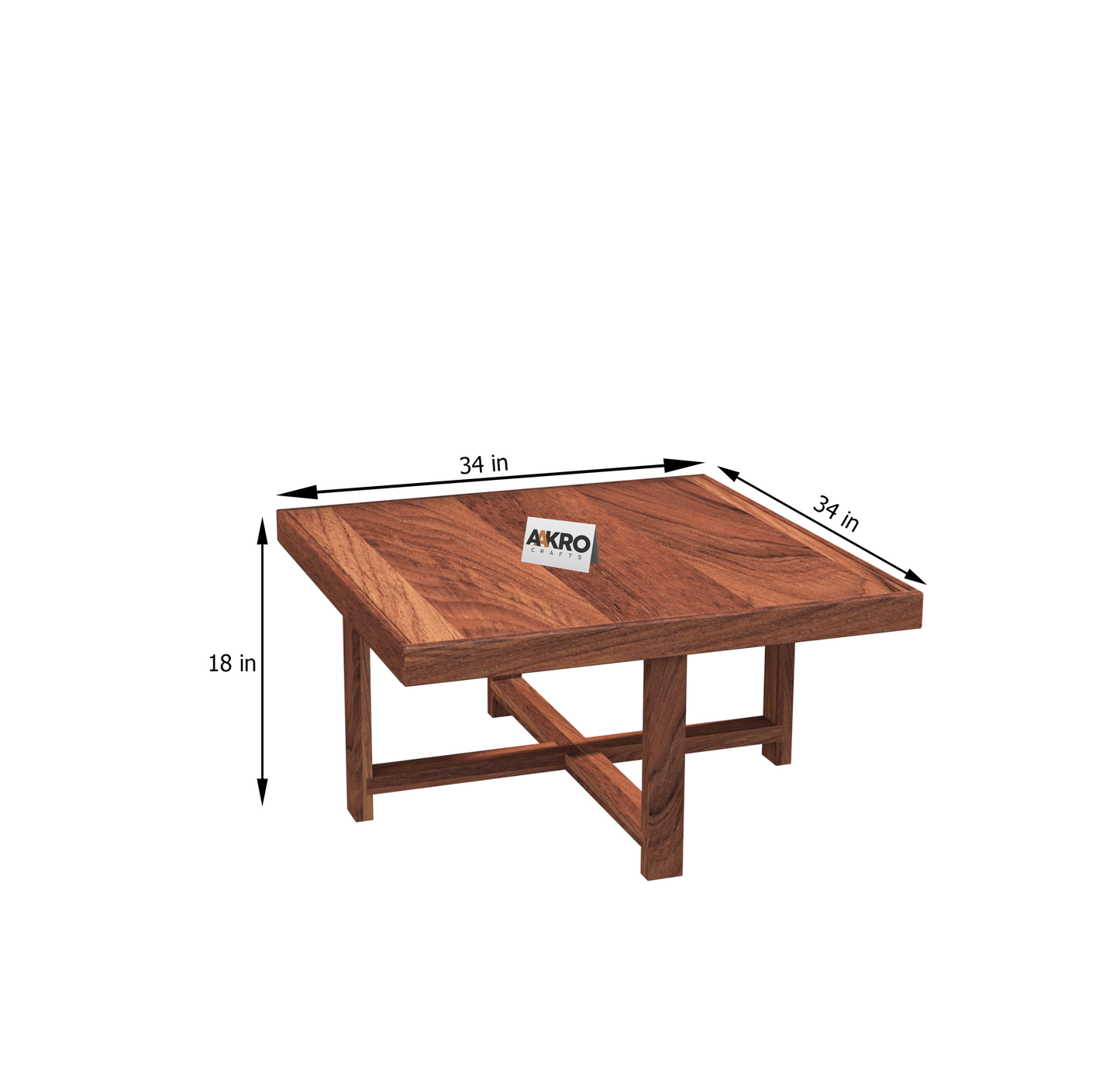 Sally Solid Sheesham Wood Coffee Table with 4 Stools | Wooden Center Table for Living Room Furniture Teapoy Tea Table for Home (Honey Finish)