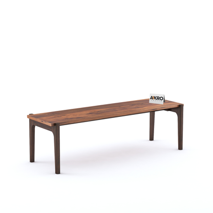 Moon Solid Sheesham Wood 4 Seater Bench for Living Room Bedroom Dining Table, Wooden Bench for Outdoor, Balcony - Honey Walnut Finish