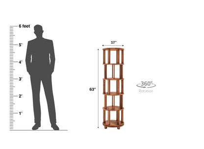 Bassanio Revolving Bookshelf – Solid Wood 360° Tower