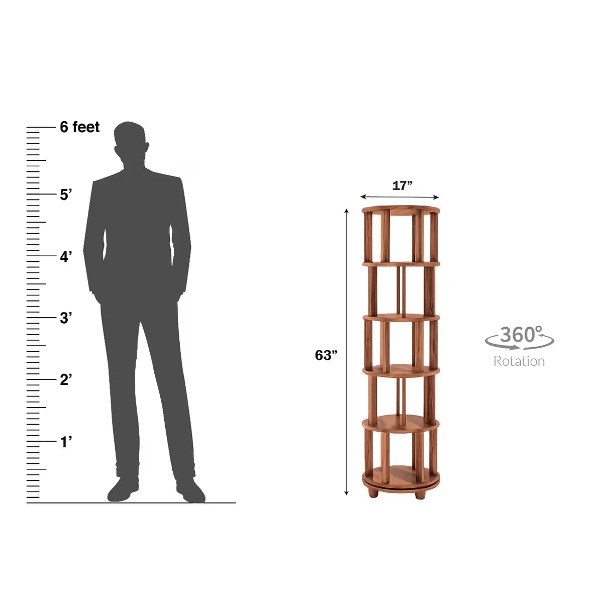 wood 360 rotating bookshelf online price India