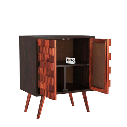 Marvin Solid Sheesham Wood Sideboards and Cabinet with 2 Door Storage for Living Room - Walnut Finish (1 Year Warranty)