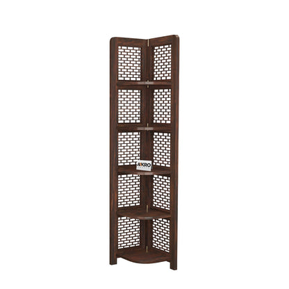 Levi Bookshelf / Display Unit | 5 Tier | Sheesham Wood | Foldable (Walnut Finish)