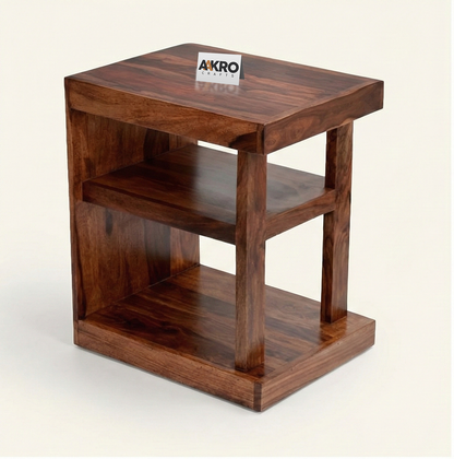 Lexa Sheesham Wood Bedside Organiser