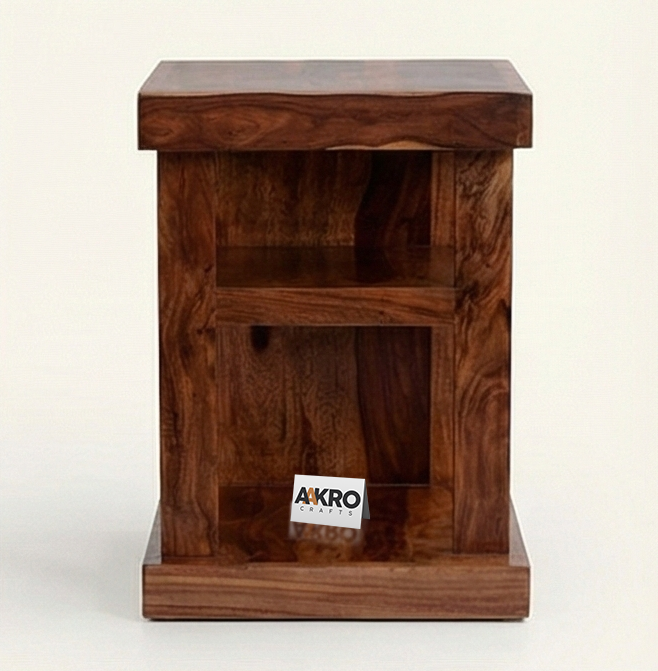 Lexa Sheesham Wood Bedside Organiser