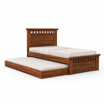 Kuber Expandable Solid Sheesham Wood Single Bed Pull-Out Guest Bed