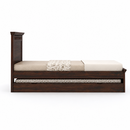 Kuber Expandable Solid Sheesham Wood Single Bed Pull-Out Guest Bed
