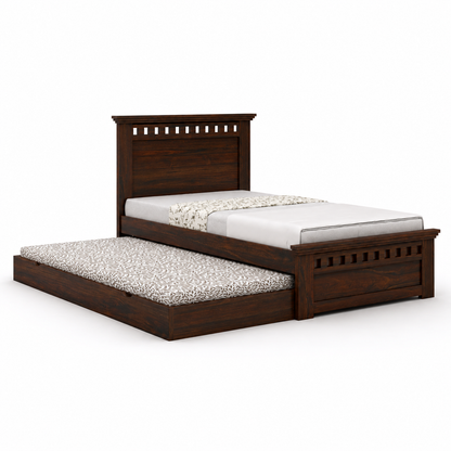 Kuber Expandable Solid Sheesham Wood Single Bed Pull-Out Guest Bed
