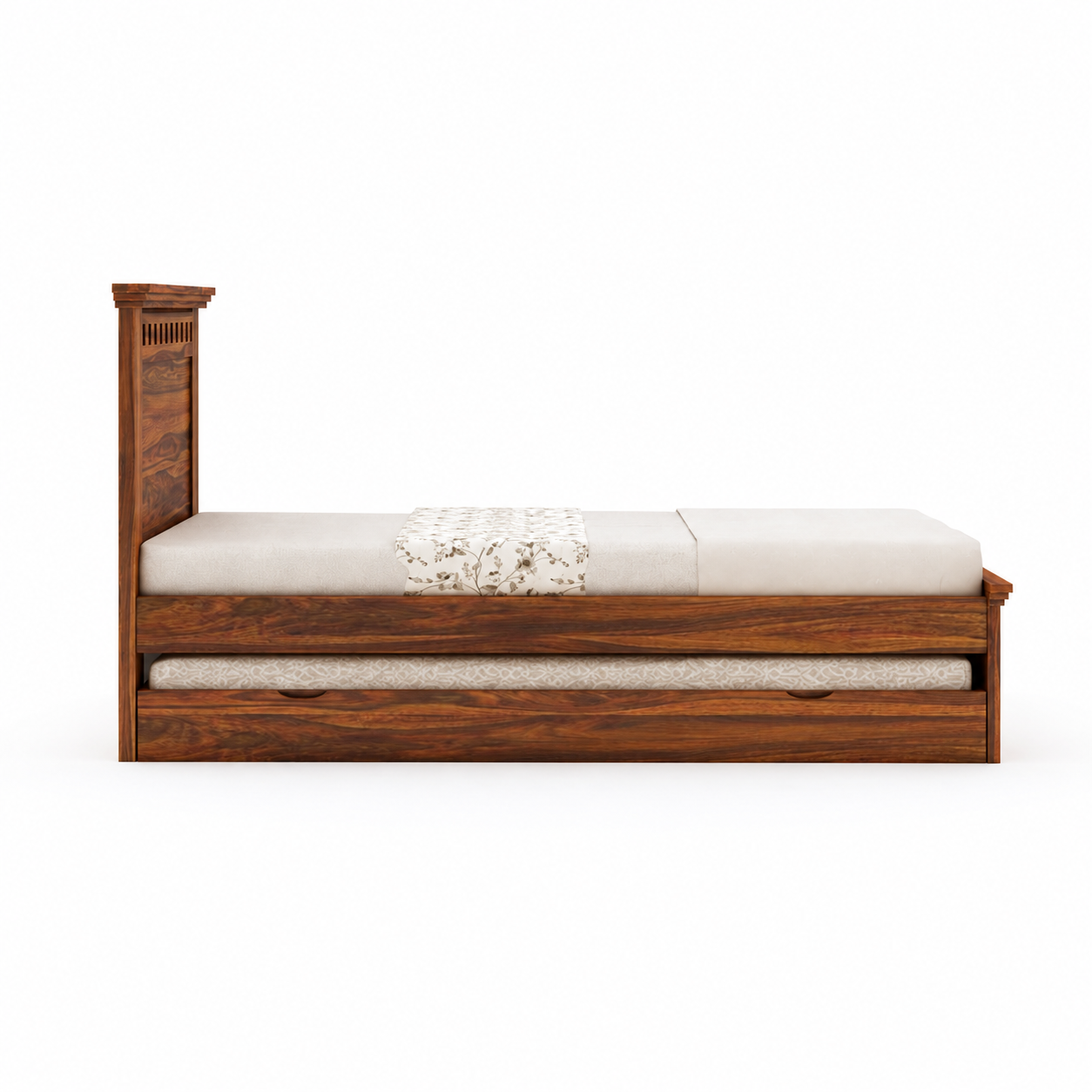 Kuber Expandable Solid Sheesham Wood Single Bed Pull-Out Guest Bed