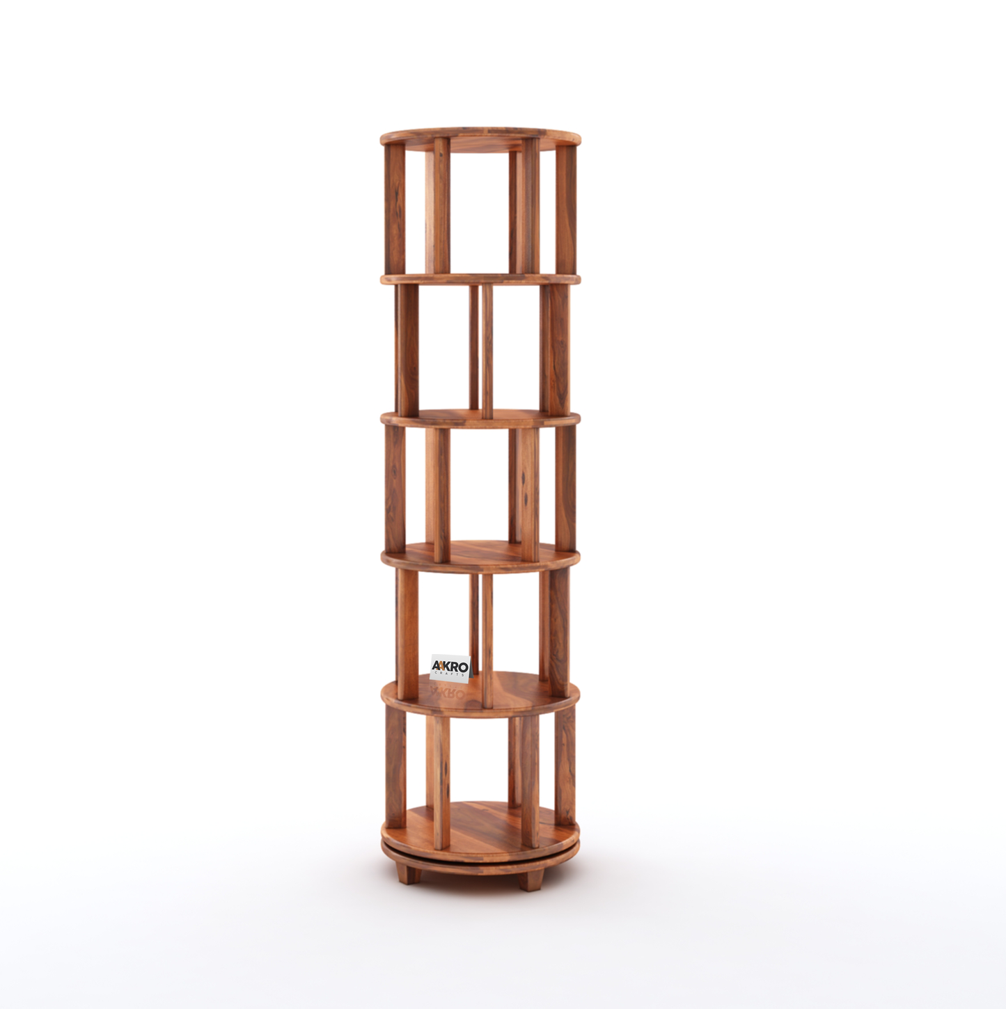 Bassanio Revolving Bookshelf – Solid Wood 360° Tower