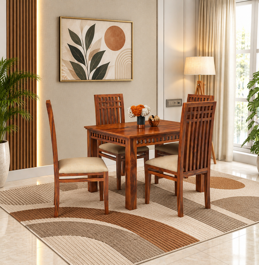 Kuber Solid Sheesham Wood 4 Seater Dining Set