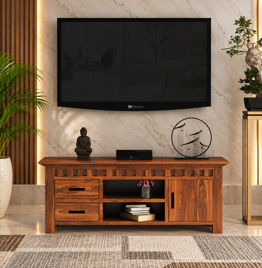Kuber Wooden TV Unit with Drawers & Cabinet