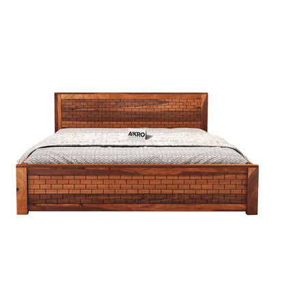 Tuscan Double Bed with Box Storage (Honey Finish)