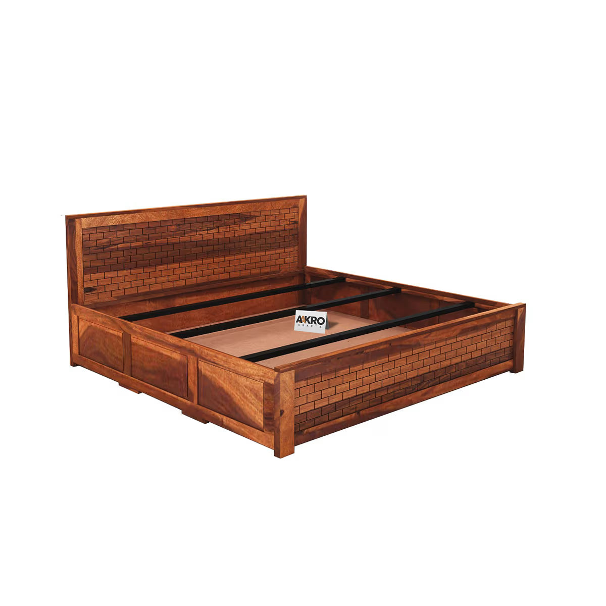 Tuscan Double Bed with Box Storage (Honey Finish)