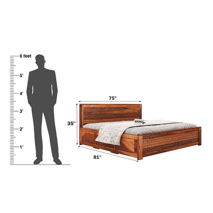 Tuscan Double Bed with Box Storage (Honey Finish)
