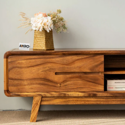 Loadly Sheesham Wood Two Door Two Open Self Tv Cabinet