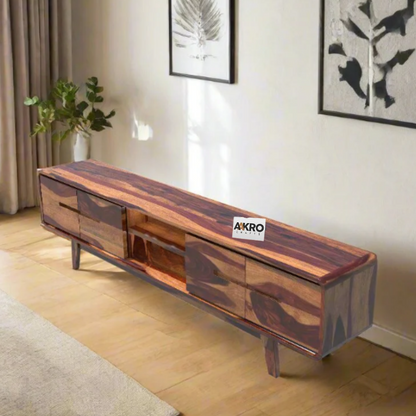 Homlen Sheesham Wood Four Door Two Open Self Tv Cabinet