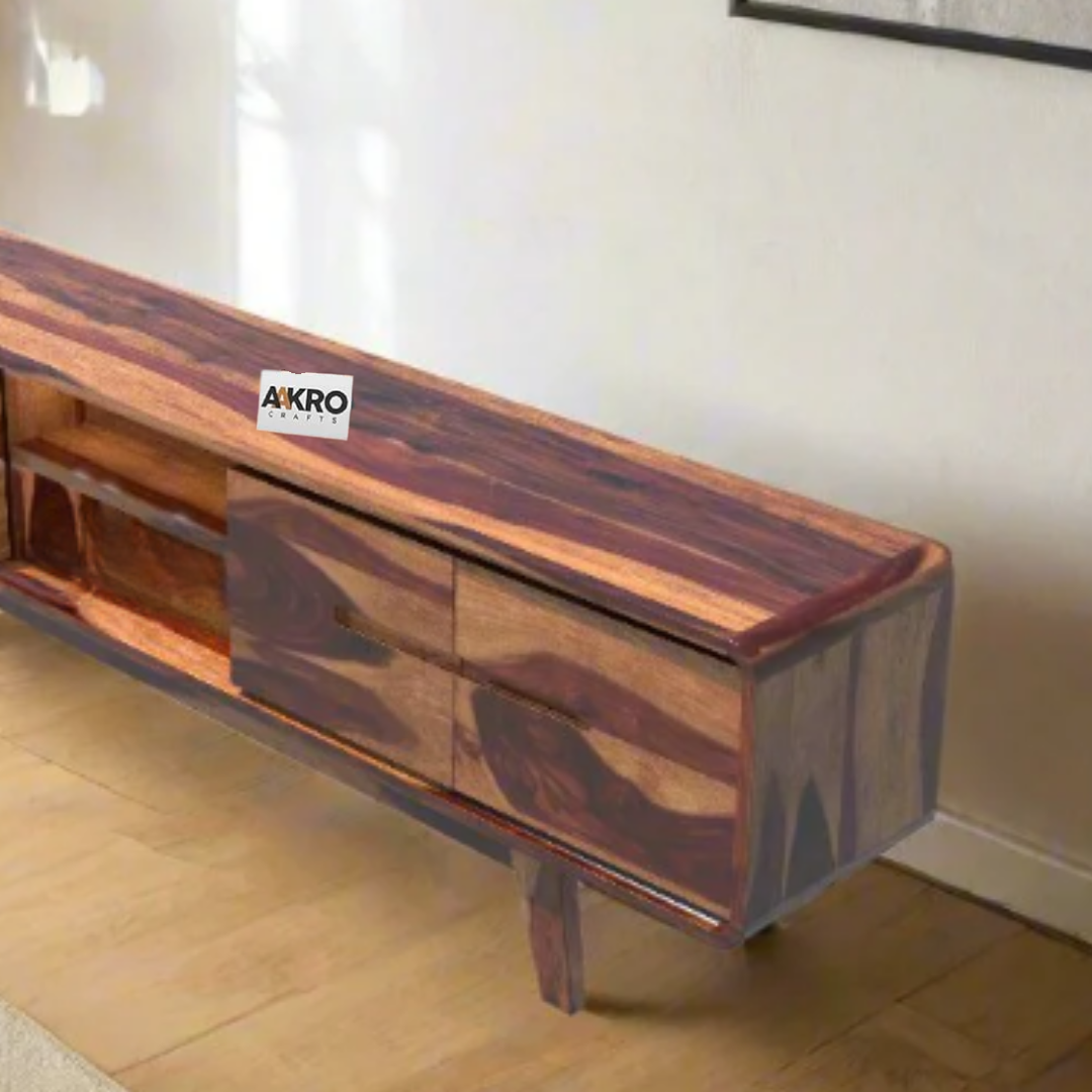 Homlen Sheesham Wood Four Door Two Open Self Tv Cabinet