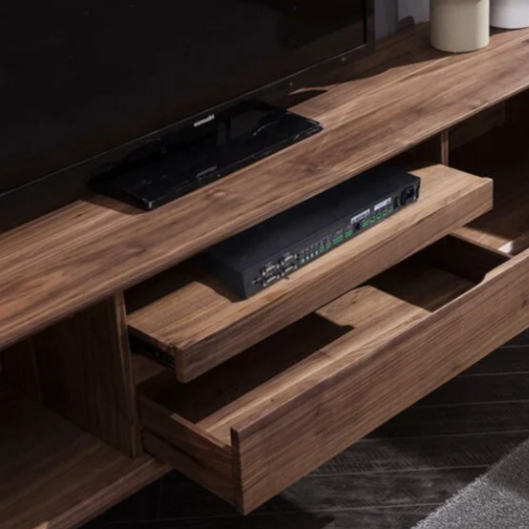 Layvio Solid Wood Tv-Unit 2 Door 2 Drawers & One Shelf In Provincial Teak