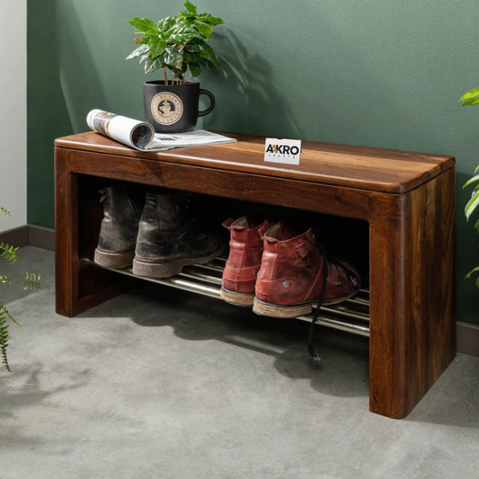 Melvero Solid Wood Shoe Rank In Provincial Teak Finnish For Living Room Furniture
