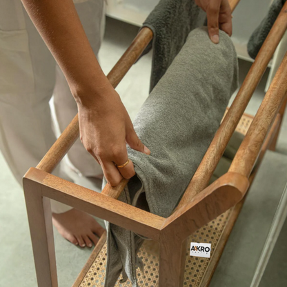 Napnest Shoes Rack and Towel Holder Solid Wood with Cane