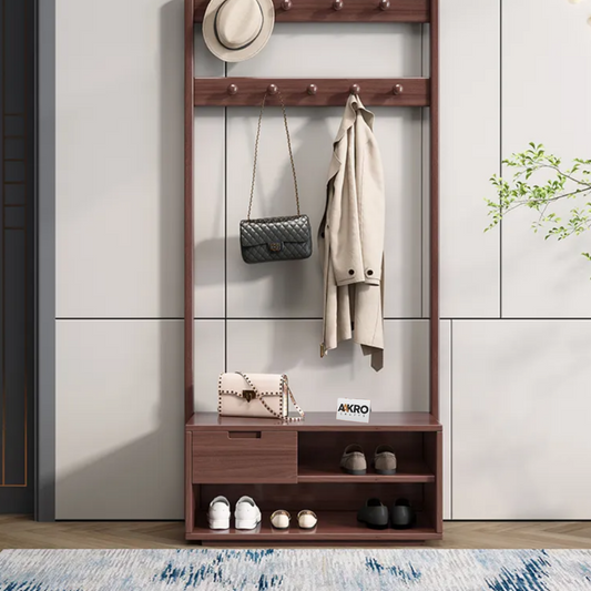 Zenvia Coat Rack and Shoes Stand Solid Wood