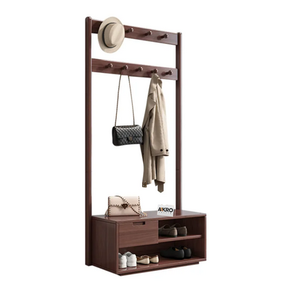 Zenvia Coat Rack and Shoes Stand Solid Wood