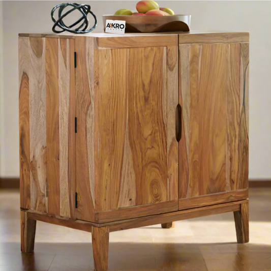 Livalis Sheesham Wood Bar-Cabinet In Netural Finish