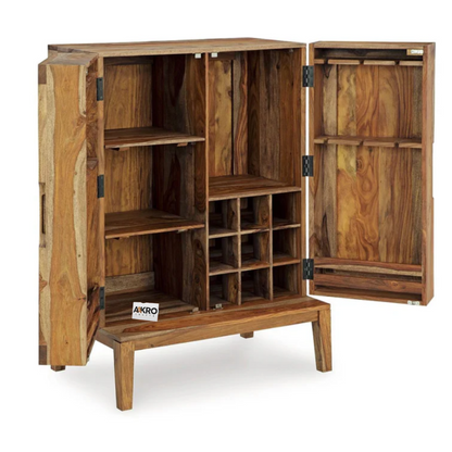 Livalis Sheesham Wood Bar-Cabinet In Netural Finish