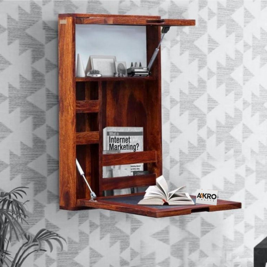 Bellvora Wooden Wall Mount Writing Table | 2 Door Wall Shelves For Living Room And Home