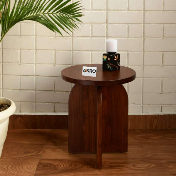 Oakhue Round Teakwood Side Table