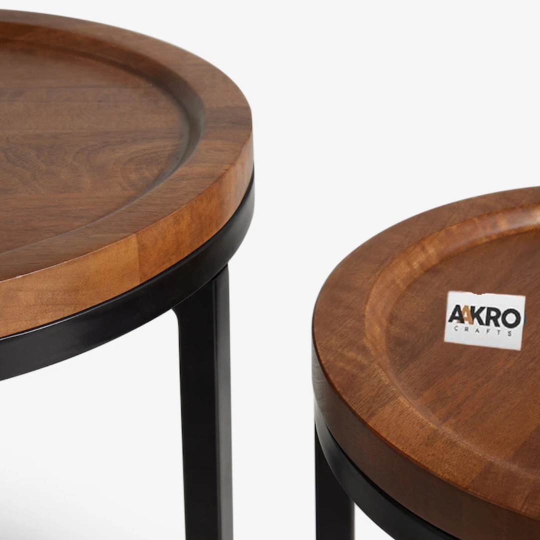 Hushmoor Solid Wood Round Set of 2 Nest of Tables