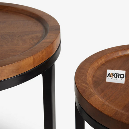 Hushmoor Solid Wood Round Set of 2 Nest of Tables
