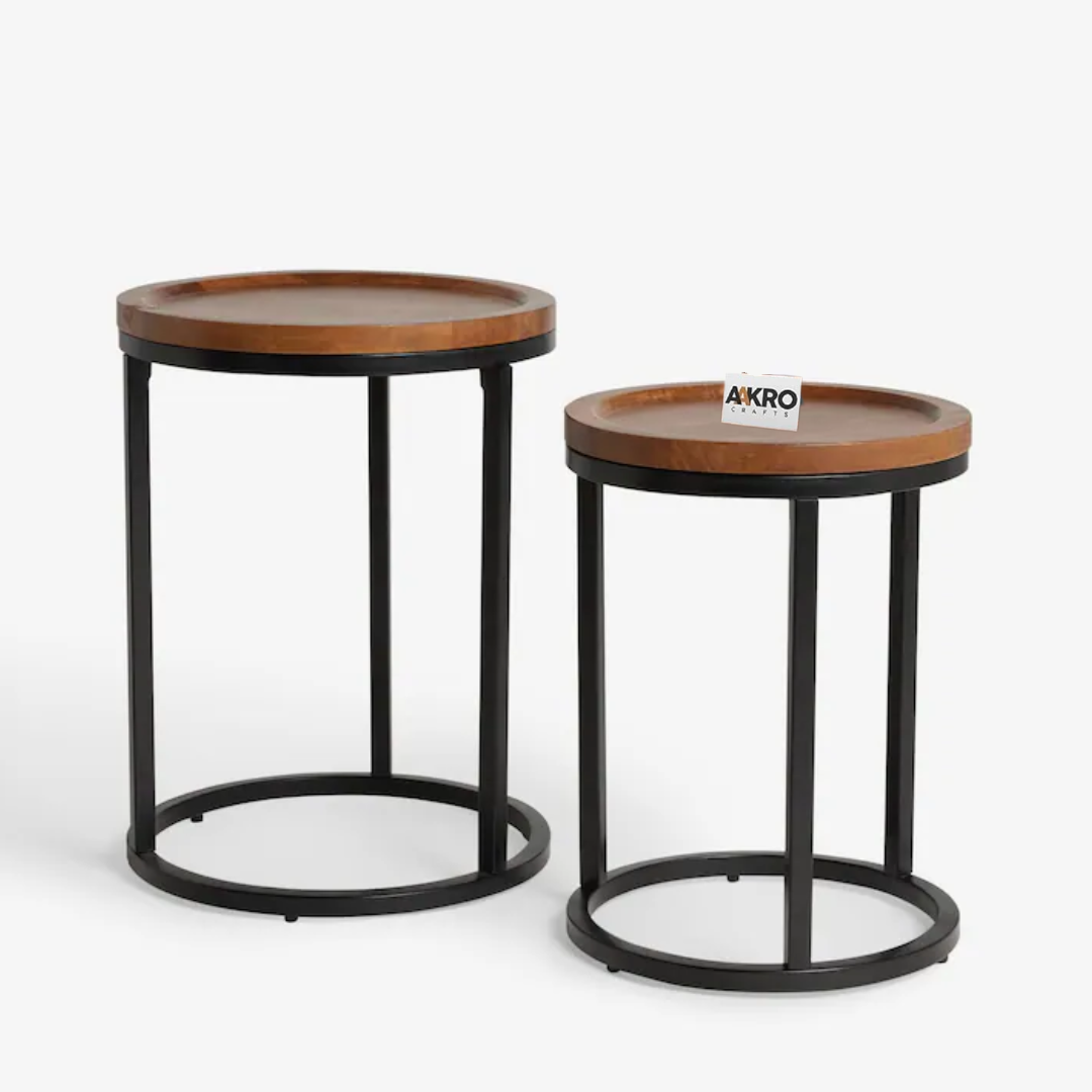 Hushmoor Solid Wood Round Set of 2 Nest of Tables