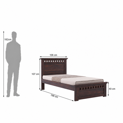 Kuber Solid Sheesham Wood Single Bed – Non-Storage Wooden Bed