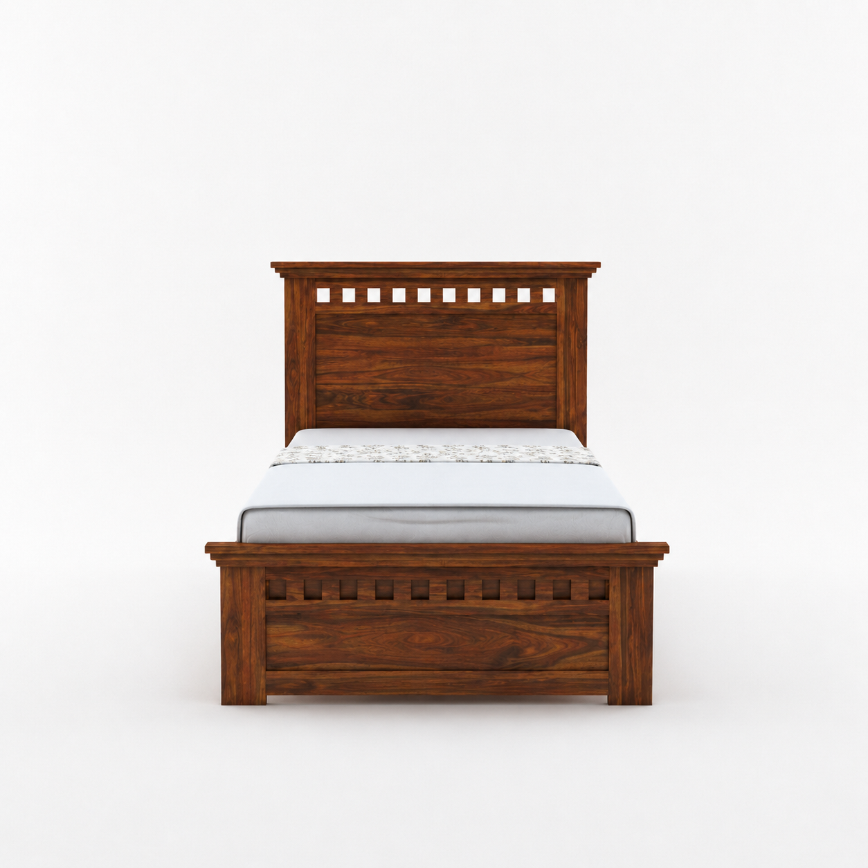 Kuber Solid Sheesham Wood Single Bed – Non-Storage Wooden Bed