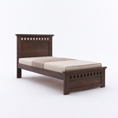 Kuber Solid Sheesham Wood Single Bed – Non-Storage Wooden Bed