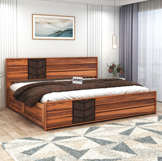 Sheesham Wood Venguard Bed with Box Storage  - 1 Year Warranty