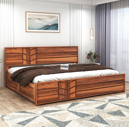 Venguard Sheesham Wood Bed with Box Storage  - 1 Year Warranty