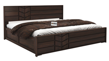 Venguard Sheesham Wood Bed with Box Storage, Walnut Finish  - 1 Year Warranty