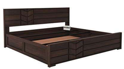 Venguard Sheesham Wood Bed with Box Storage, Walnut Finish  - 1 Year Warranty