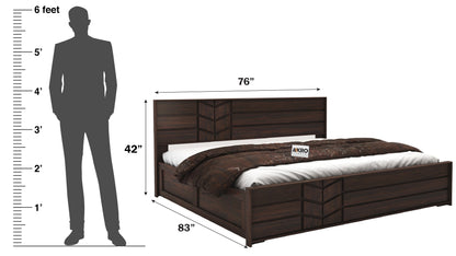 Venguard Sheesham Wood Bed with Box Storage, Walnut Finish  - 1 Year Warranty