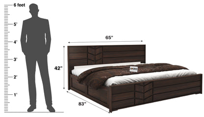 Venguard Sheesham Wood Bed with Box Storage, Walnut Finish  - 1 Year Warranty